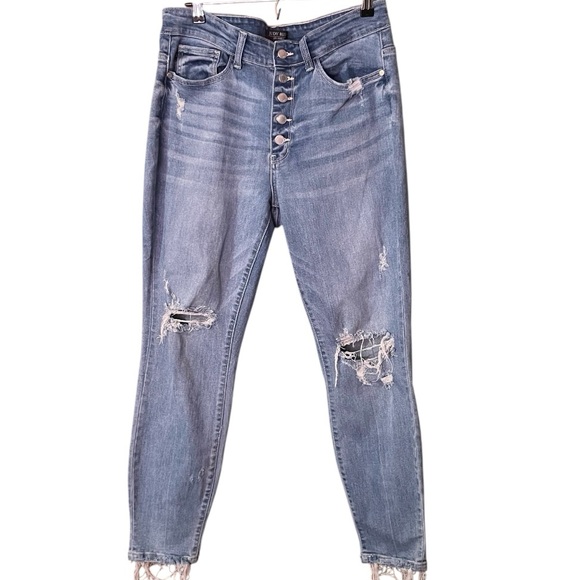 Judy Blue Boyfriend Fit Distressed Denim Jeans - Picture 1 of 8